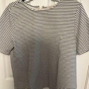 LOFT Black and White Boxy Short Sleeve T-Shirt